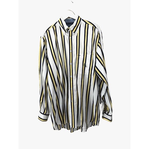 Y2K Mens Button Down Shirt M Coastal Grandson Nautical Preppy Striped Oversized - Picture 1 of 10